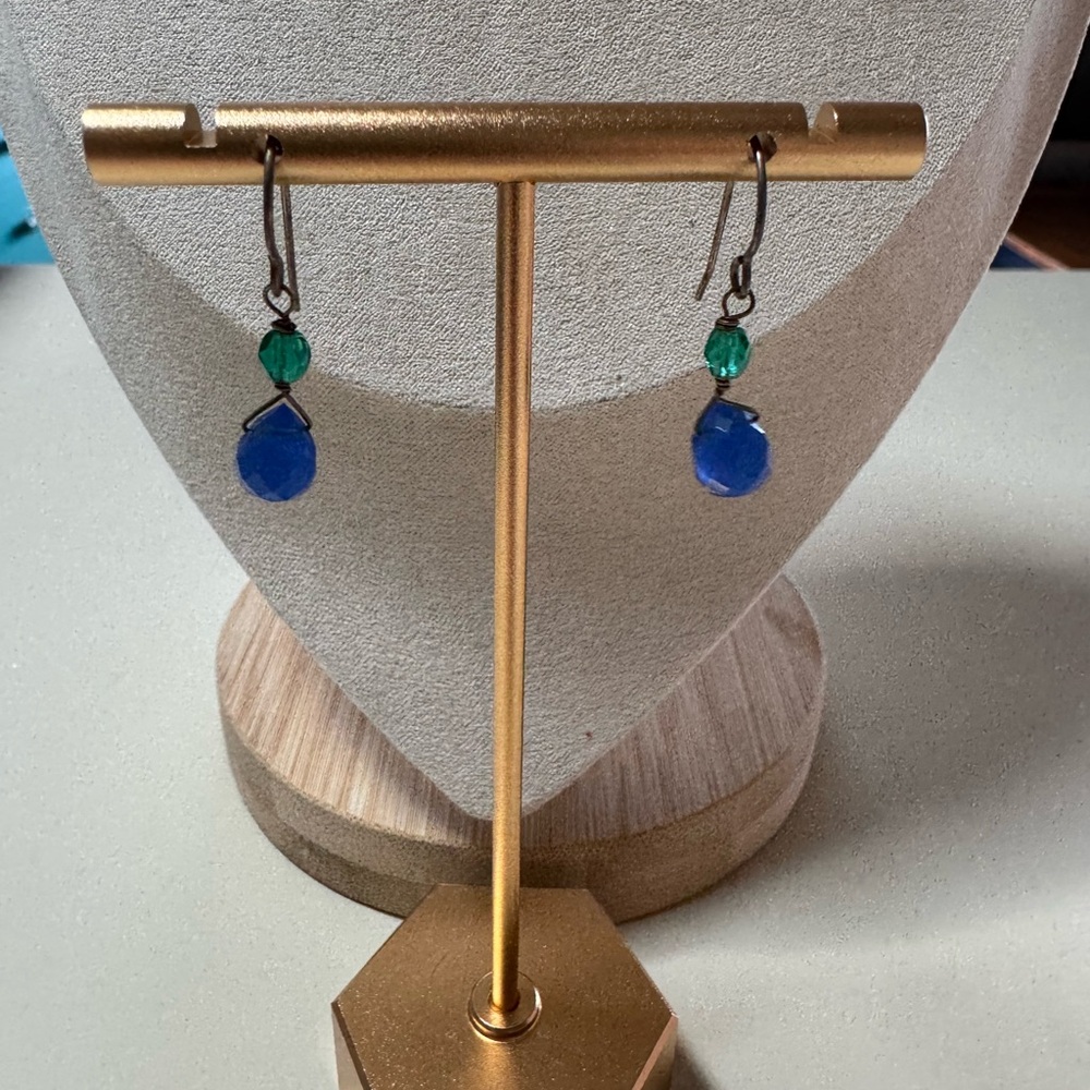 Deep Green and Blue Faceted Beaded Earrings ⭐️3 for $20⭐️